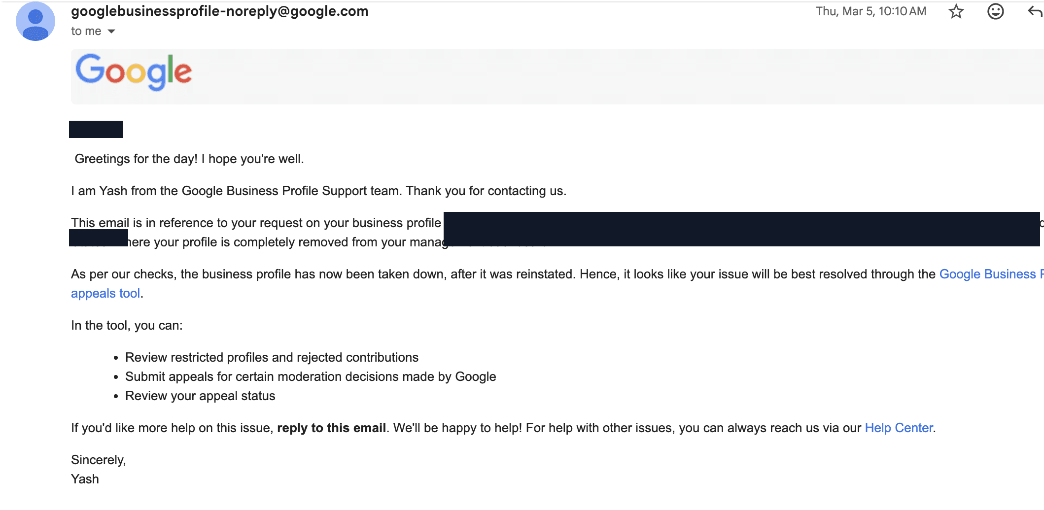 Appeals path confirmed proof screenshot