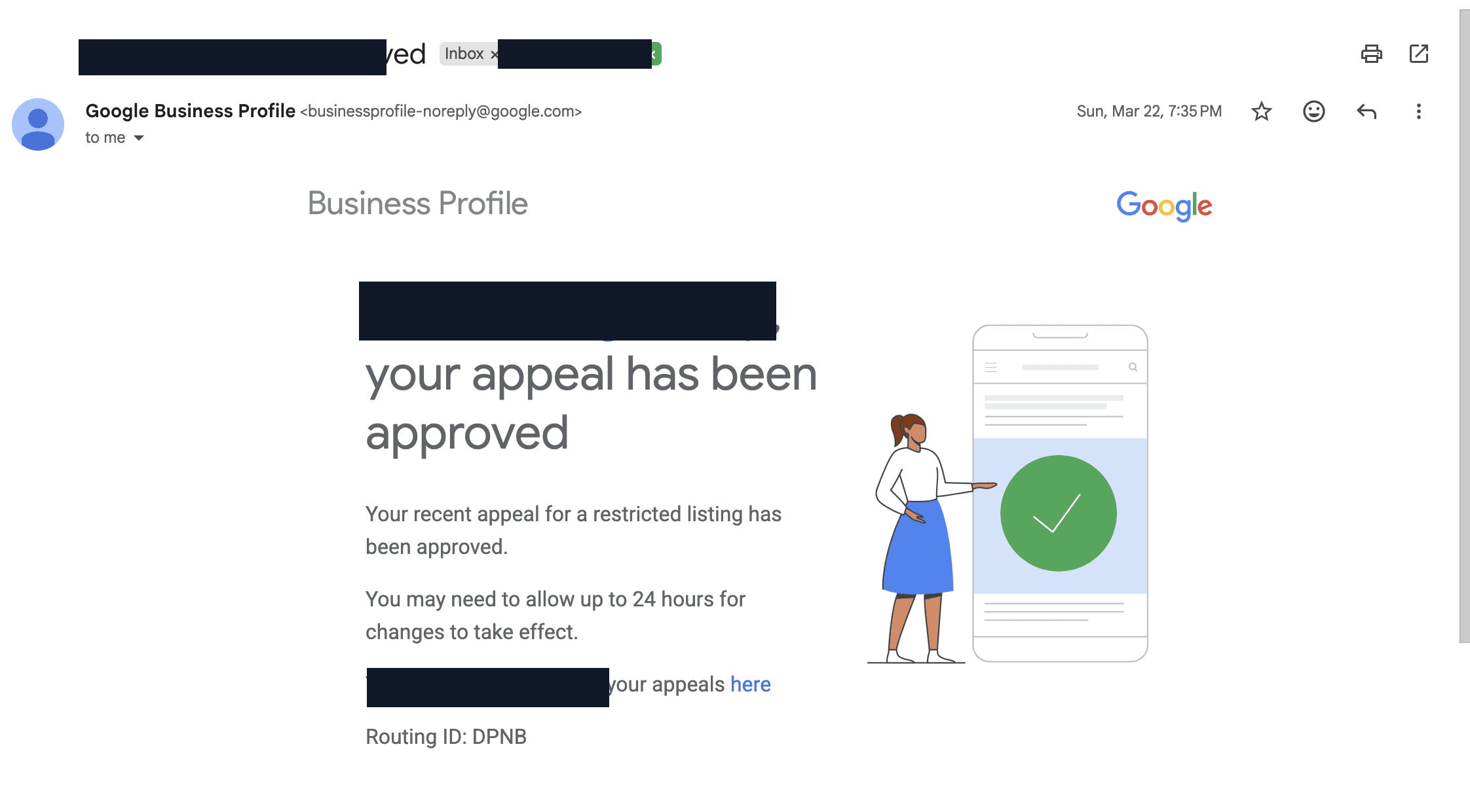 Appeal approved proof screenshot